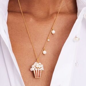 Kate Spade popcorn themed design Earrings and Necklace set